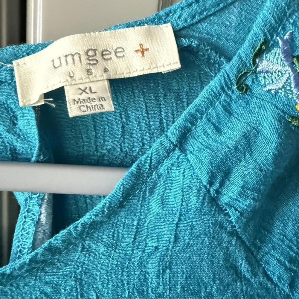 Umgee Blue Blouse with Floral Embroidery - Picture 13 of 14